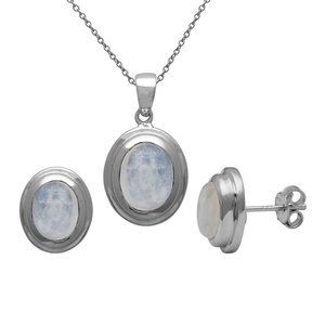 Natural Moonstone Necklace and Earrings Set